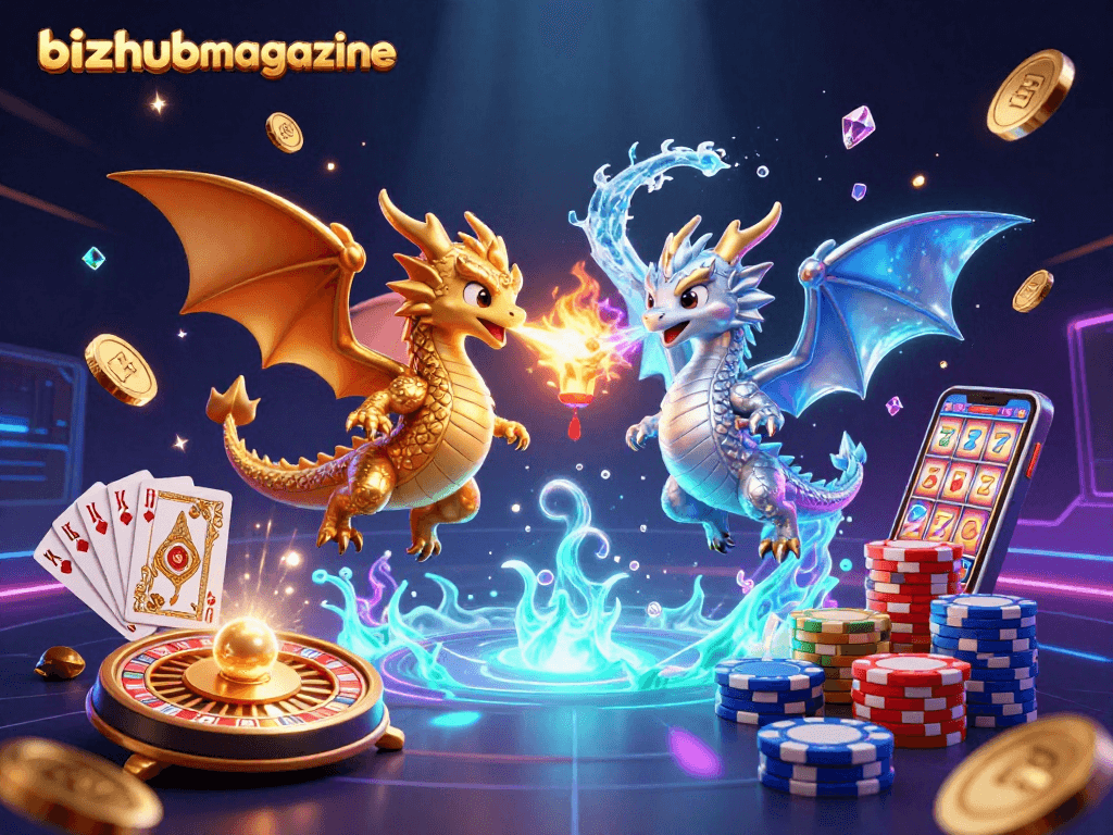 Experience dynamic casino action with bizhubmagazine’s engaging 3D dragon scene, featuring vibrant gambling elements.