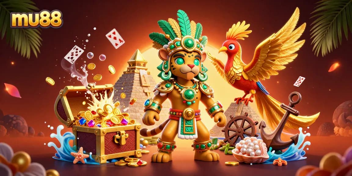 Experience thrilling games at mu88 with vibrant characters and dynamic action in this captivating illustration.