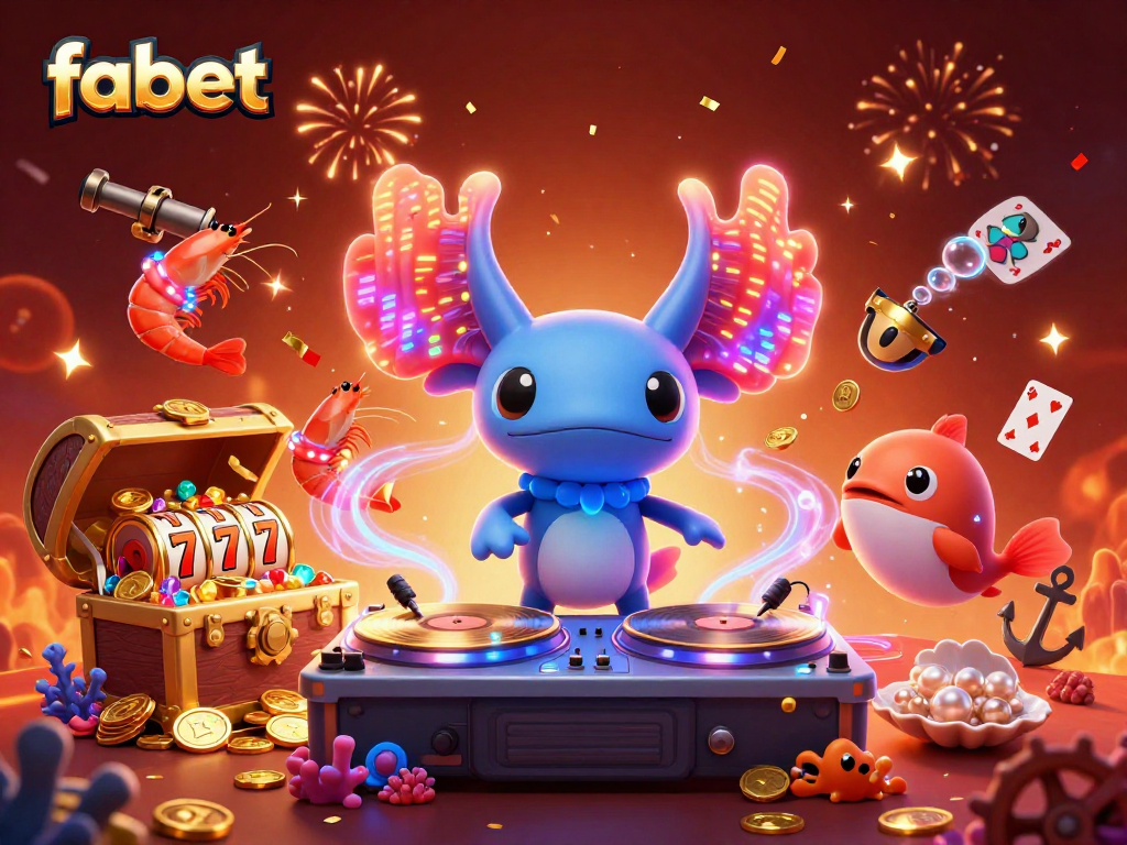 Engage in gambling fun with fabet featuring lively underwater characters amidst vibrant casino elements.