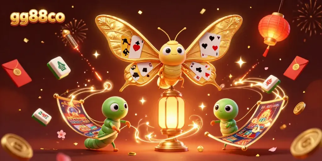 Experience excitement with gg88co featuring a majestic atlas moth and vibrant casino elements