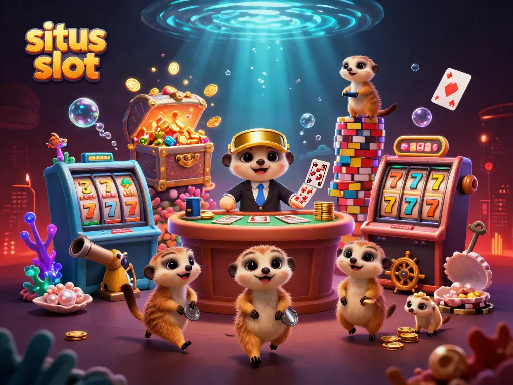 Experience situs slot action with meerkats and vibrant casino elements.