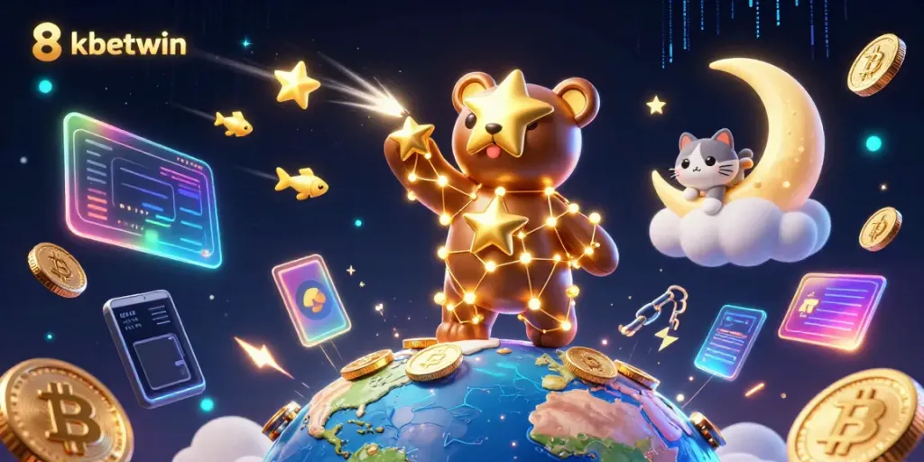 Engage with 8xbetwin's exciting gold-specked constellation gameplay and crypto thrills in an illustrated online casino ambiance.
