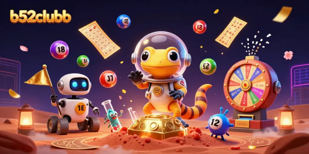 Engage with thrilling gameplay featuring b52clubb in a vibrant casino environment with colorful lottery elements.