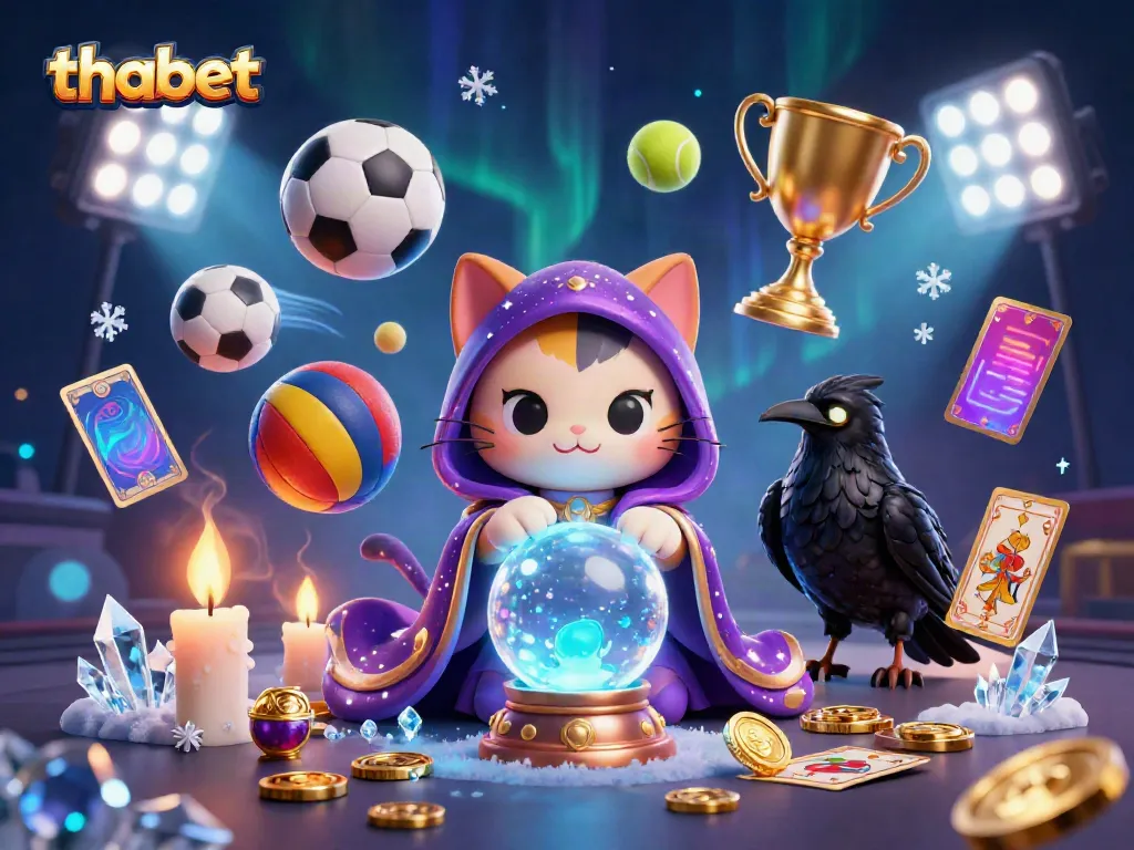 Engage with the mesmerizing thabet experience featuring a mystical cat and raven in an immersive casino scene.
