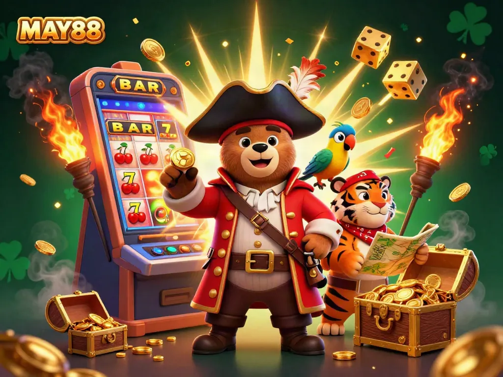 MAY88 brings excitement to players with dazzling games, showcasing a vibrant scene of gambling adventures.