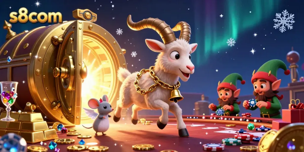 Experience the thrilling s8com holiday casino with Krampus and mischievous gremlins in an energetic, festive scene.