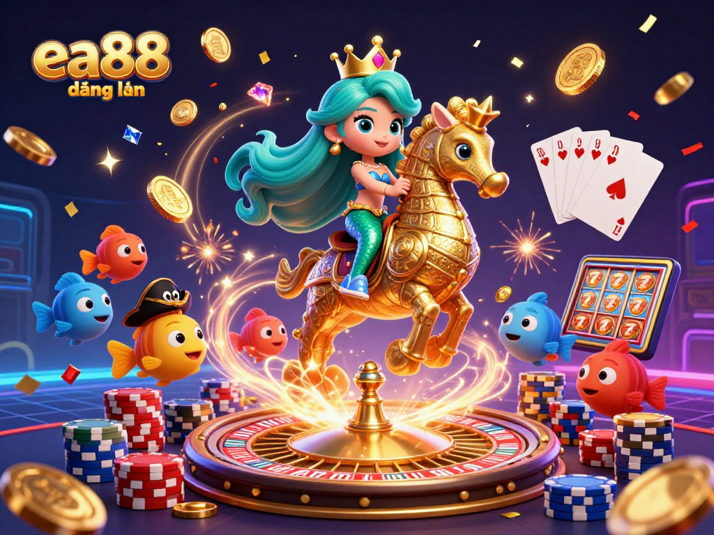 Experience thrilling gameplay at ea88 đăng nhập with colorful characters, casino games, and sparkling gems.