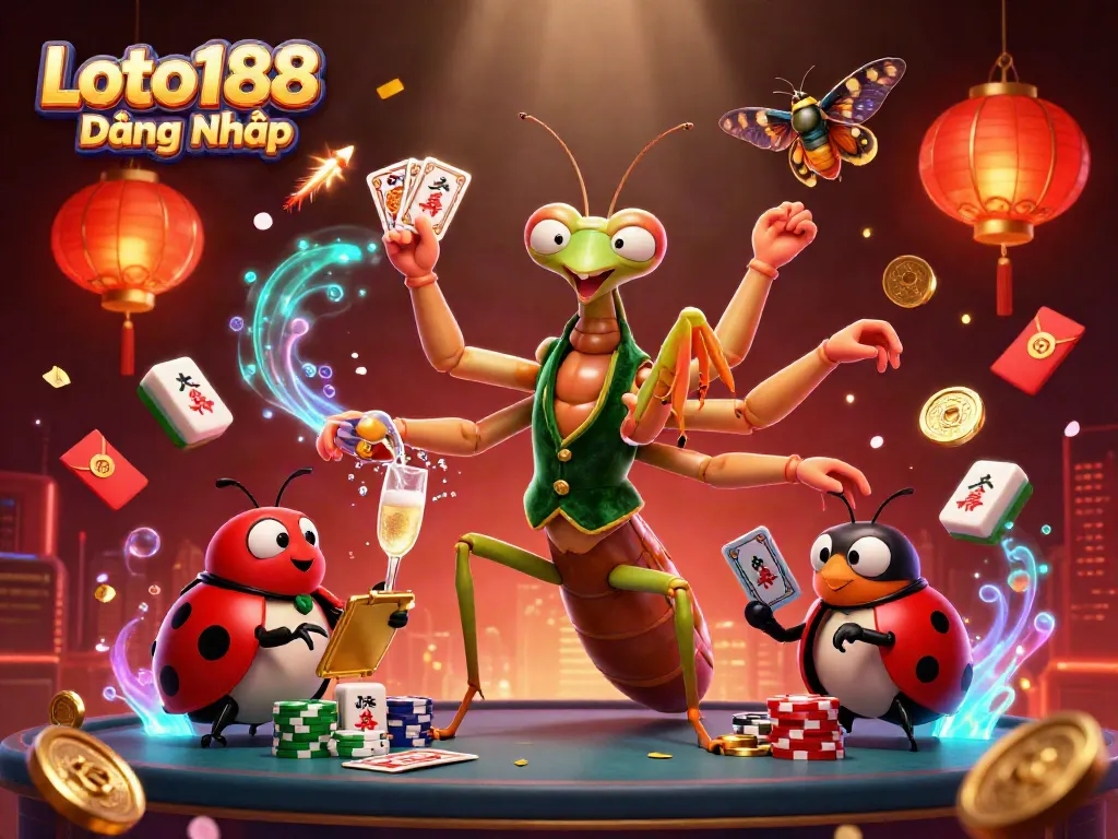 Experience Loto188 Đăng Nhập with dynamic gameplay, showcasing 3D characters interacting in an illustrated casino atmosphere.