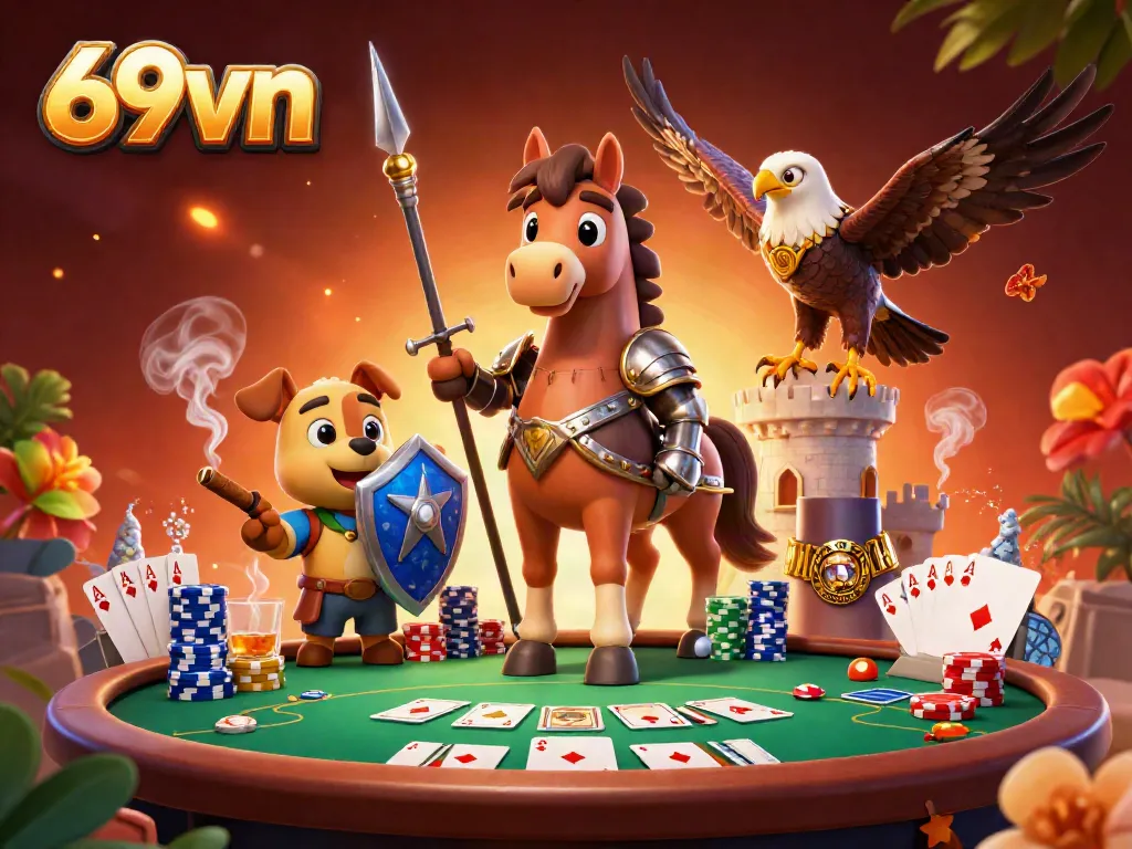 Engage with thrilling poker action in a vibrant setting featuring 69vn