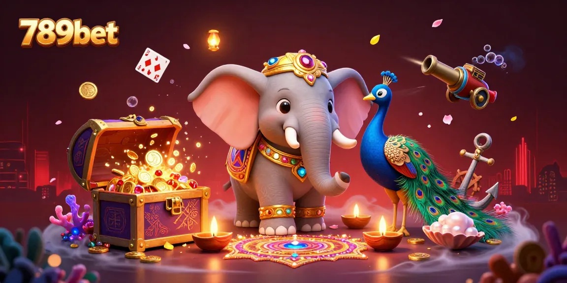 Experience thrilling gameplay with 789bet in a vibrant, colorful 3D scene featuring lively casino elements and festive decorations.