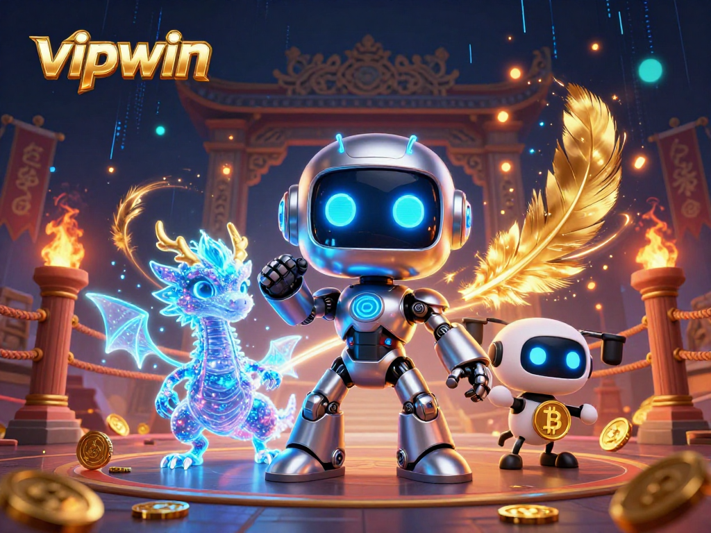 Experience excitement at vipwin with our thrilling casino robot mascot and dynamic gaming elements.