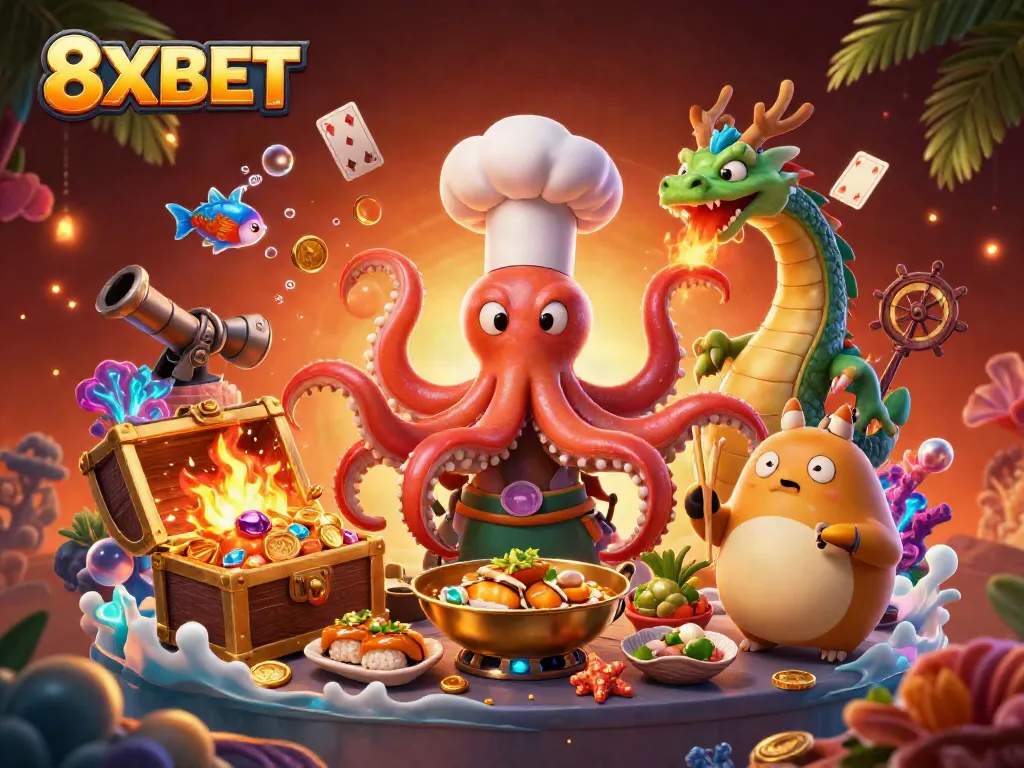 Experience 8XBET's dynamic casino world with unique characters and exciting game elements.