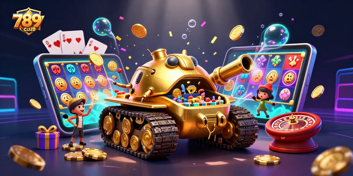 Engage with 789CLUB's immersive gaming universe featuring a striking golden beetle tank casino.