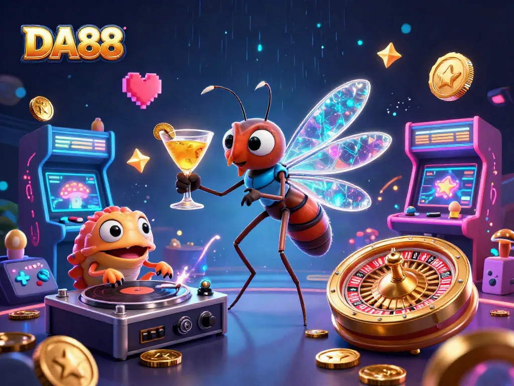 Experience the excitement of DA88 Casino with vibrant game elements and energetic characters.
