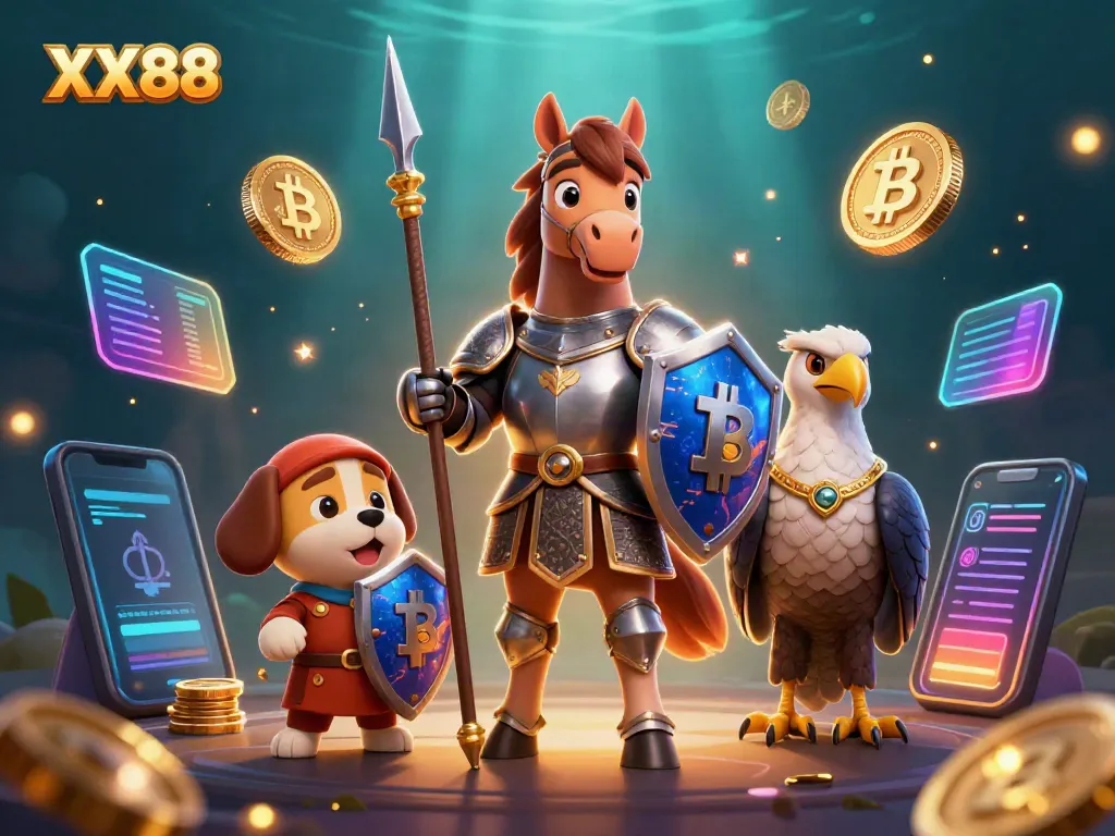Experience thrilling gameplay at XX88 with majestic armored knights and cryptocurrency elements.