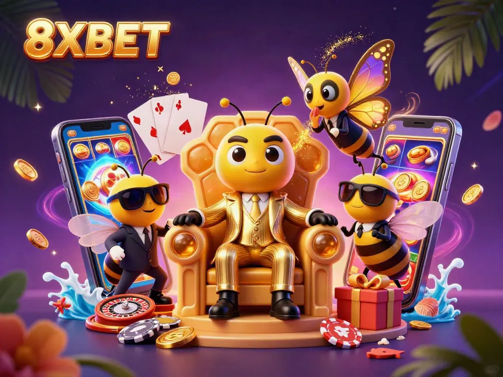 Win big with 8XBET's thrilling games featuring vibrant slot themes and engaging characters.