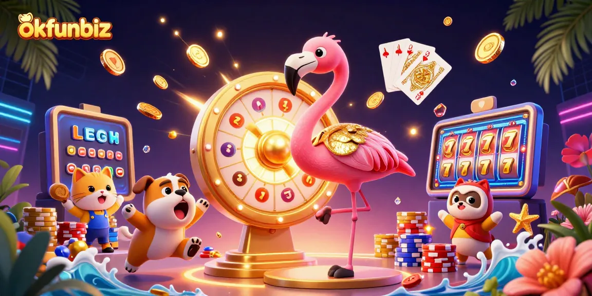 Spin the giant prize wheel at okfunbiz with gambling excitement and vibrant casino atmosphere.