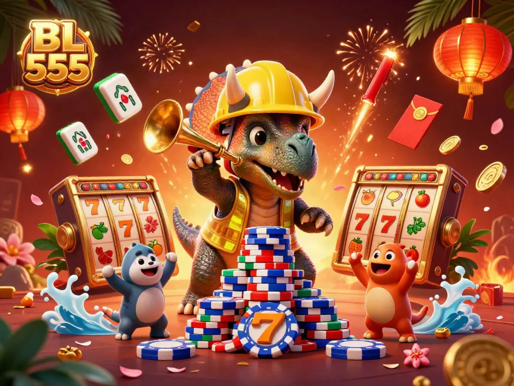 Celebrate winning at BL555 with exciting casino scenes filled with layers of vibrant detail.