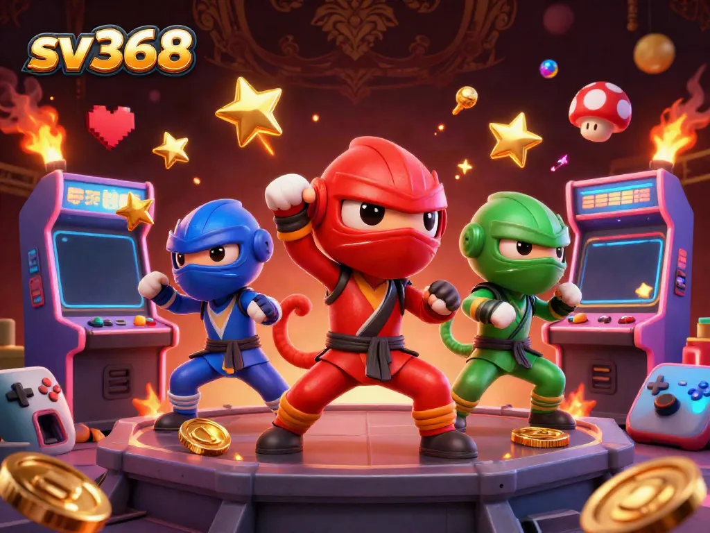 Engage in thrilling gameplay with sv368's ninja chameleon team in a vibrant casino scene.