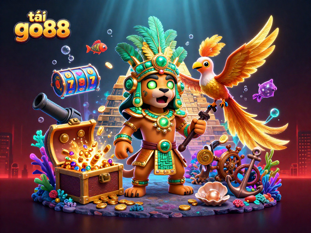 Engage with the vibrant world of tải go88 featuring a dynamic Mayan jaguar priest and riches.