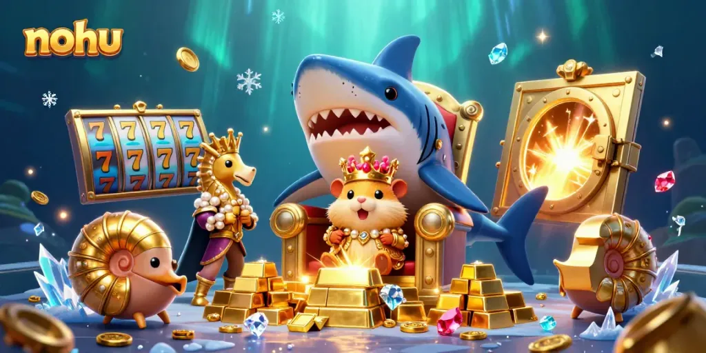 Experience the thrilling gameplay at nohu with a vibrant underwater casino scene, featuring a golden hamster king.