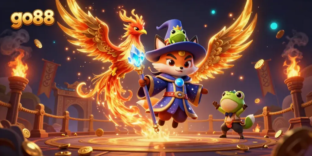 Engage in thrilling gambling at go88 with vibrant mystical characters and rich casino elements.