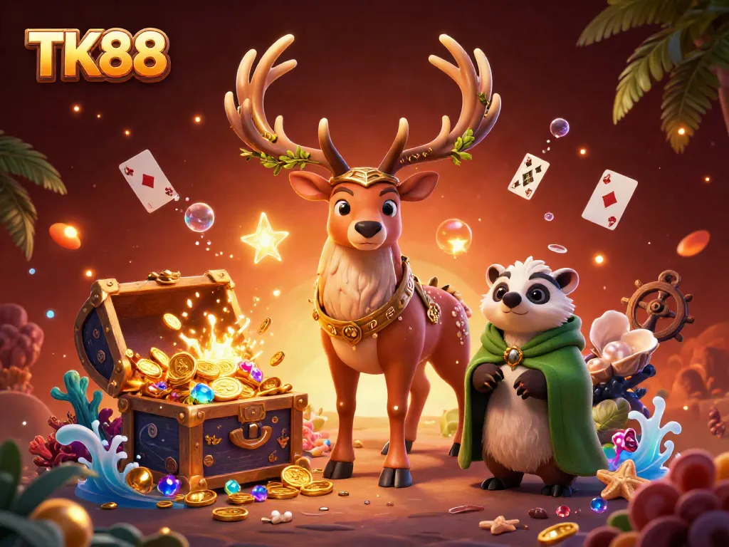 Engage with TK88's vibrant gaming world featuring mystical elements and treasure-filled adventures.